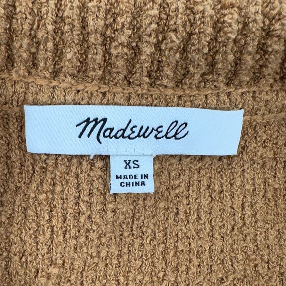 Madewell Holmen Button-Up Front Pockets Short-Sleeve Camel Brown Cardigan XS - Picture 3 of 6